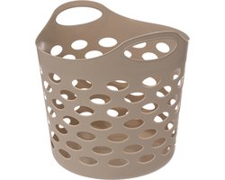 5Five Flexibele wasmand/opbergmand - rond - beige - 82 liter - D39 x H54 cm