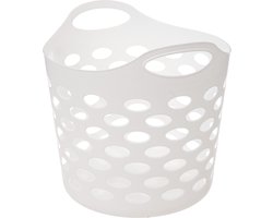 5Five Flexibele wasmand/opbergmand - rond - wit - 82 liter - D39 x H54 cm