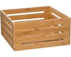 5Five Fruitkisten opslagbox - open structuur - lichtbruin - hout - L31 x B31 x H15 cm - Decoratie huis en tuin - Kisten/kistjes