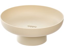 5Five Fruitschaal Nordic - op voet - beige - kunststof - D26 x H11 cm - keukenschaal