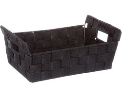 5Five gevlochten opbergmand rechthoek - zwart - 28 x 20,5 x 11,5 cm - Kast-/badkamer mandjes - Kast indeler - Badkamer/Toilet