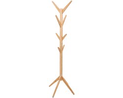 5Five kapstok - beige - bamboe - 8 haaks - 60 x 60 x 178 cm - Ruimte voor Jassen en Hoofddeksels