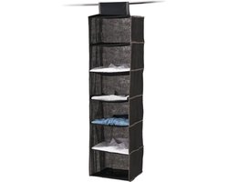 5Five kast organizer - hangend - 6 vakken - 30 x 30 x 120 cm - zwart