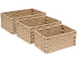 5Five Kast/badkamer opbergmandjes - set 3x stuks - gevlochten kunststof - in 3 formaten - organizer manden