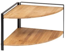 5Five Keuken/aanrecht hoek rekje - metaal/bamboe hout - 30 x 30 x 20 cm - organizer - naturel/zwart - 2 laags