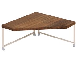 5Five Keuken/aanrecht rekje - hoek model - metaal/acacia hout - 30 x 30 x 15 cm - keuken organizer - wit/bruin - verhoger