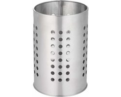 5Five Keukengerei houder/bestekbakje - RVS - rond - H17 cm