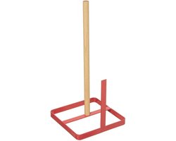 5Five Keukenrolhouder - ijzer/hout - 15 x 30 cm - koraal roze - Keukenpapier houder