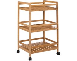 5Five Keukentrolley/kast - bruin - bamboe hout - 80 x 45 x 38 cm - 3 niveaus