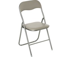 5Five Klapstoel met pvc zitting - beige - 44 x 48 x 79 cm - metaal - Bijzet stoelen - Inklapbaar