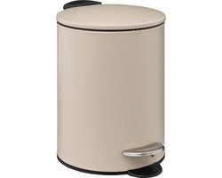 5Five kleine pedaalemmer - metaal - beige - 3L - 16 x 25 cm - Badkamer - Badkamer/toilet