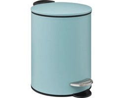 5Five kleine pedaalemmer - metaal - ijsblauw - 3L - 16 x 25 cm - Badkamer - Badkamer/toilet