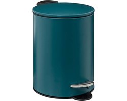 5Five kleine Pedaalemmer - metaal - petrol blauw - 3L - 16 x 25 cm - toilet