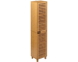 5Five Kolomkast - hoog - 34 x 24 x 170 cm - bamboe - bruin - badkamerkast - badkamer meubel