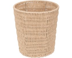 5Five Kord Prullenmand/Afvalemmer van geweven papier - Ø24xH25cm - Beige