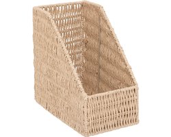 5Five Lectuurbak/documenten opbergbak - naturel koord - metaal/touw - L15 x B26 x H27 cm - Kantoorbenodigdheden - Bureau-accessoires