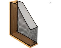 5Five lectuurbak/tijdschriftcassette mesh - 9 x 27 x 33 cm - bamboe hout
