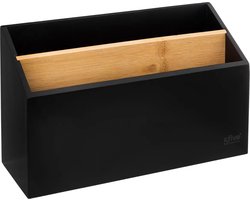5Five lectuurbak/tijdschriftcassette zwart - 25 x 9 x 16 cm - hout