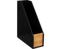 5Five lectuurbak/tijdschriftcassette - zwart - B9 x D25 x H30 cm - hout