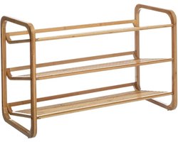 5Five Luxe schoenenrek/schoenenkast - bruin - 9 paar schoenen - 74 x 50 cm - bamboe hout - Schoenen opbergen - Schoenenrekken