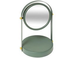 5Five Make-up spiegel met standaard - 18 x 26 cm - metaal - ficus groen - badkamer/kaptafel - draaibaar
