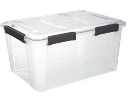 5Five opberg Box met deksel - Solutions Protect - 50 liter - 58 x 38 x 32 cm - kunststof - transparant - extra stevig