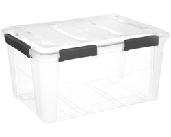 5Five opberg Box met deksel - Solutions Protect - 75 liter - 64 x 48 x 34 cm - kunststof - transparant - extra stevig