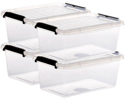 5Five opberg kist met deksel - 4,5x - Clip Box - 4,5 liter - 29 x 20 x 12 cm - kunststof - transparant