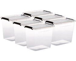 5Five opberg kist met deksel - 6x - Clip Box - 3 liter - 19 x 15 x 17 cm - kunststof - transparant