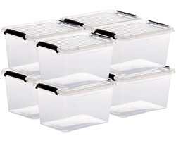 5Five opberg kist met deksel - 8x - Clip Box - 2 liter - 19 x 15 x 11 cm - kunststof - transparant