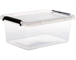 5Five opberg kist met deksel - Clip Box - 12,5 liter - 39 x 29 x 17 cm - kunststof - transparant