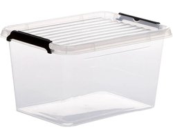 5Five opberg kist met deksel - Clip Box - 2 liter - 19 x 15 x 11 cm - kunststof - transparant