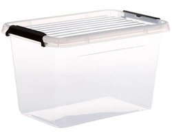 5Five opberg kist met deksel - Clip Box - 6.5 liter - 29 x 20 x 18 cm - kunststof - transparant