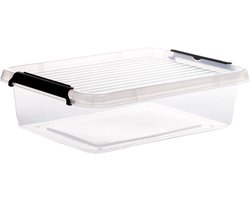 5Five opberg kist met deksel - Clip Box - 8,5 liter - 39 x 29 x 12 cm - kunststof - transparant