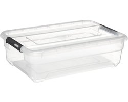 5Five opberg kist met deksel - Solutions Box - 26 liter - 58 x 39 x 18 cm - kunststof - transparant