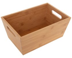 5Five Opbergbox van bamboe hout - naturel - 30 x 20 x 13 cm - met handvaten - opbergers bakjes/kastmanden