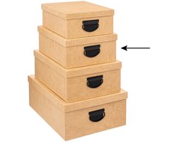 5Five Opbergdoos - 2x - Opslagbox - goudgeel - L30 x B24 x H12 cm - Stevig karton - Industrialbox