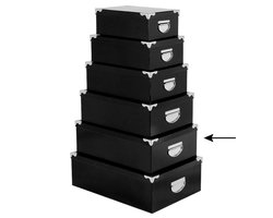 5Five Opbergdoos/box - 3x - zwart - L44 x B31 x H15 cm - Stevig karton - Blackbox