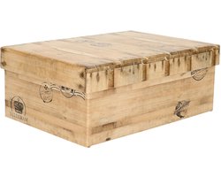 5Five Opbergdoos/box - houtkleur - L28 x B19 x H10 cm - Stevig karton - Woodybox