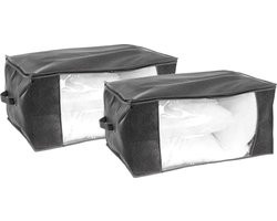 5Five Opberghoes/beschermhoes - 2x - dekbedden/kussens - grijs - 60 x 45 x 30 cm - dekbedhoes