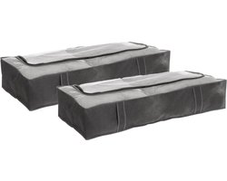 5Five Opberghoes/beschermhoes dekens en kussens - 2x - grijs - 100 x 45 x 20 cm