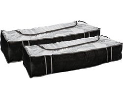 5Five Opberghoes/beschermhoes dekens en kussens - 2x - zwart/grijs - 100 x 45 x 20 cm