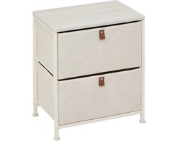 5FIVE Opbergkast Pisa - 2 mandjes - beige - 45 x 30 x 51 cm - metaal/hout/stof - nachtkastje