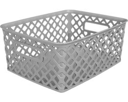 5Five Opbergmand/box van kunststof - grijs - 19 x 25 x 10 cm - 4 liter