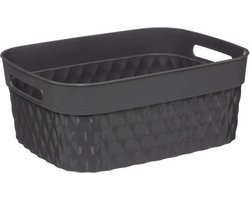 5Five Opbergmand/box van kunststof - grijs - 21 x 27 x 11 cm - 5 liter