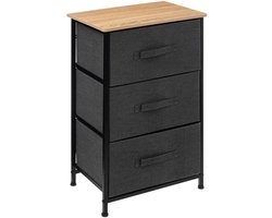 5Five Opbergmandkastje/badkamerkast - 3x manden - 45 x 30 x 73 cm - metaal/hout/stof - donkergrijs