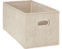 5Five Opbergmand/kastmand - beige - linnen - 7 liter - 31 x 15 x 15 cm - Opbergbox - Vakkenkast manden