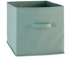 5Five Opbergmand/kastmand Square Box - karton/kunststof - 29 liter - zeegroen - 31 x 31 x 31 cm - Vakkenkast manden
