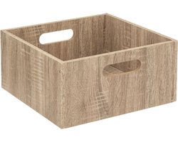 5five Opbergmand/kastmand van hout - lichtbruin - 14 Liter - 31 x 31 x 15 cm - Opbergboxen - Vakkenkast manden