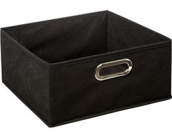 5Five Opbergmand/kastmand - zwart - linnen - 14 liter - 31 x 31 x 15 cm - Opbergbox - Vakkenkast manden